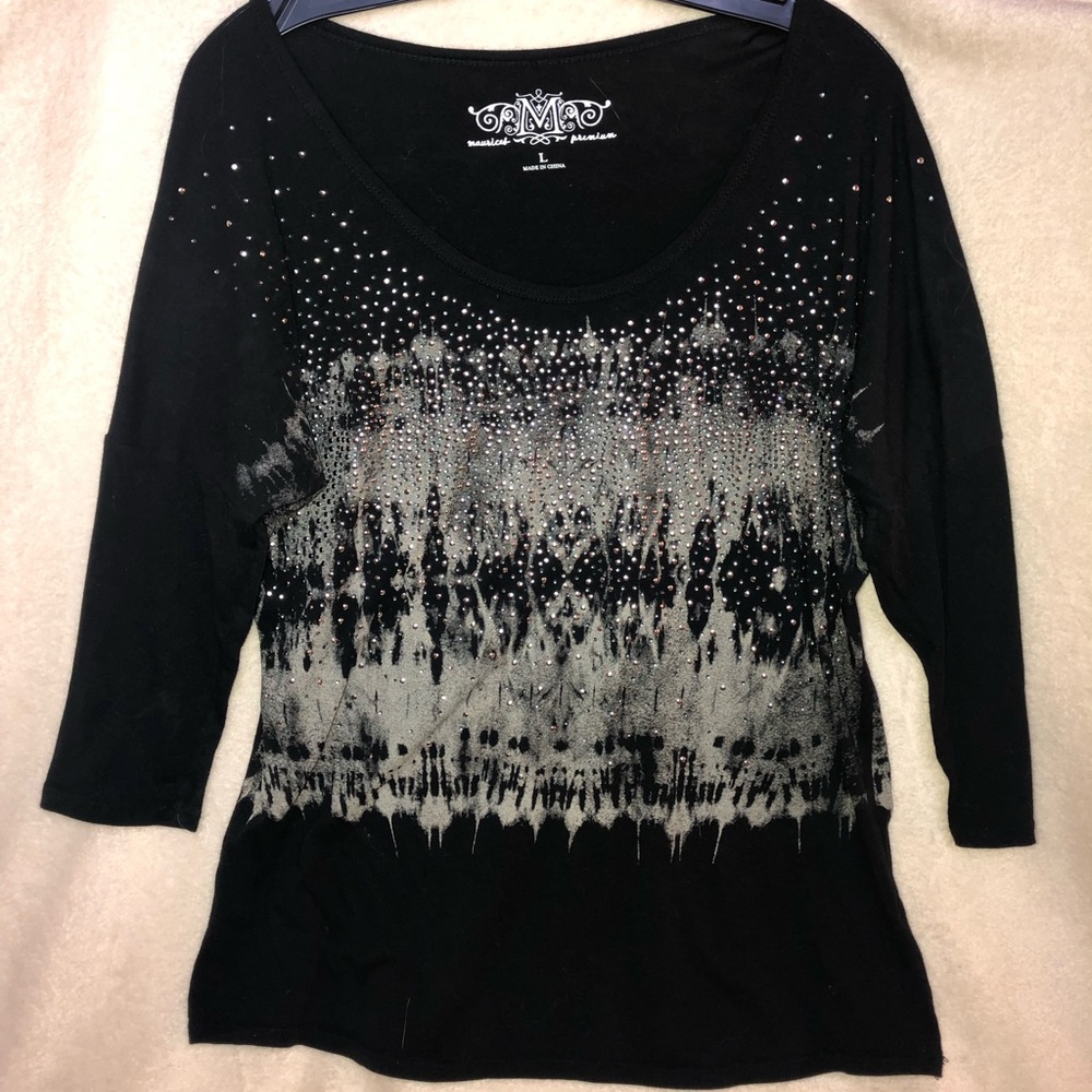 Black Sparkle 3/4 Sleeve Shirt
